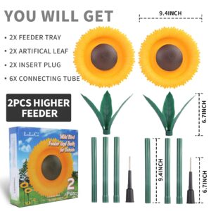 Sunflower Standing Bird Feeder Outdoor(2PCS),Bird Bath Feeders Bowl for Outdoor,Bowl Bird Feeder Flower Shape Bird Feeding Tray,Garden Decor Stake,Wild Bird Watcher,Gifts for Bird Lovers