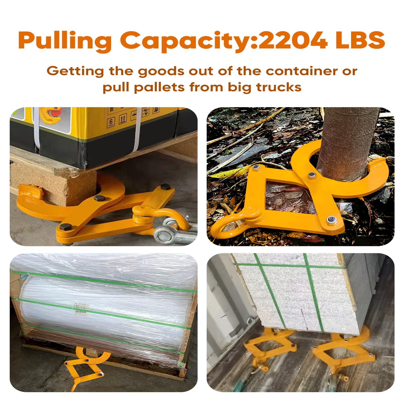 GPOAS Pallet Puller Clamp 1T/2204lbs Stump Puller Steel Single Scissor Truck Material Handling with 5.5 Inch Jaw Opening Industrial Pallet Hook Puller Tool For Hoisting Wood, Board