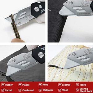 Folding Utility Knife Heavy Duty with Knife Maintenance Tool Holster Nylon Pouch Belt Clip Stainless Steel Box Cutter Knife Carry Case Utility Knife & Clip Roofing Knife One Year Manufacturer Warranty