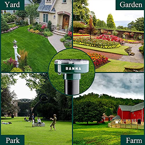 BANNA Solar Sonic Mole Repellent Groundhog Repeller Snake Repellent Gopher Deterrent Vole Chaser Spikes Traps Rodents No Killing - Protect Your Lawn and Garden of Outdoor (4 pcs Round)