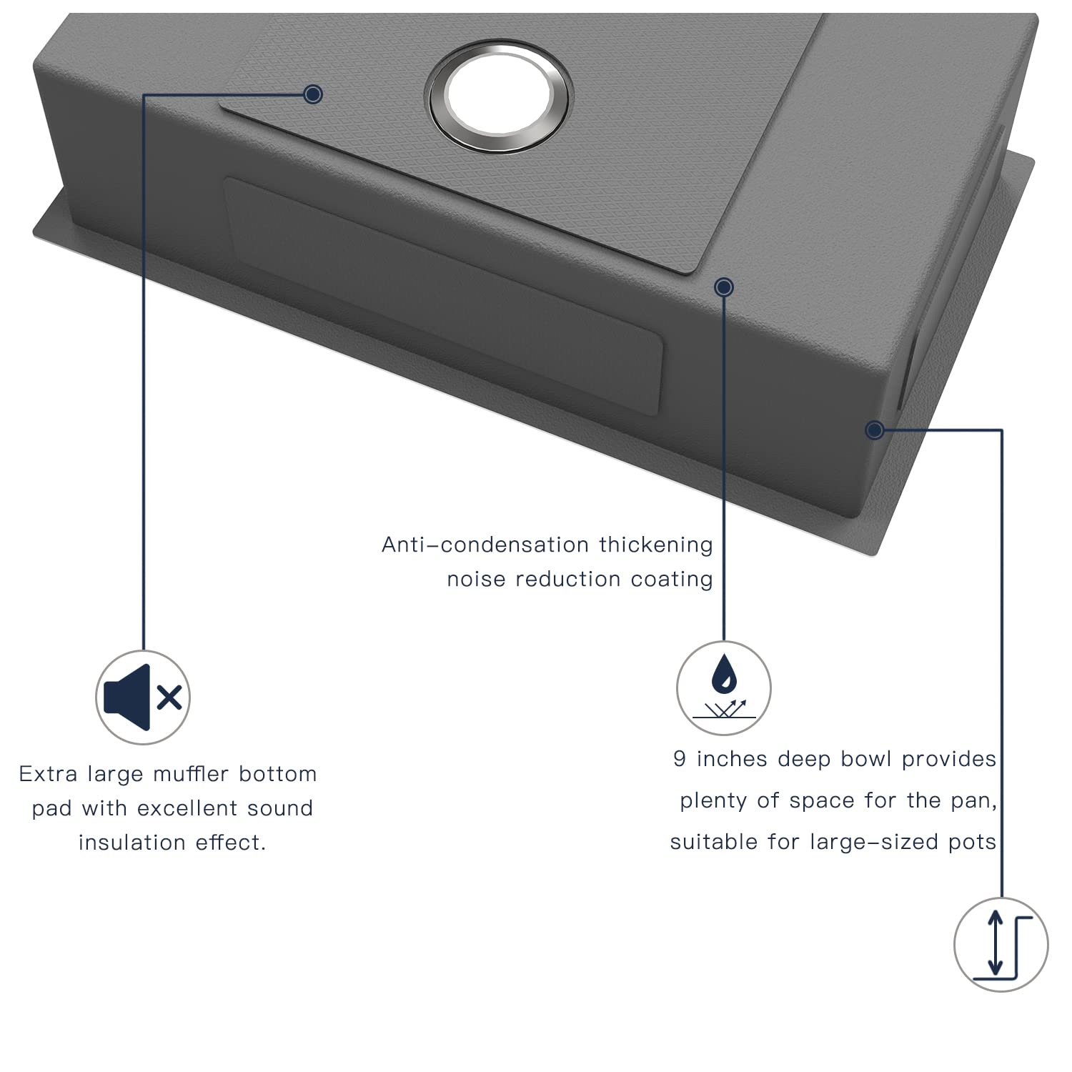 kitchen Sinks 30x18 inch Undermount kitchen sink stainless steel sink 16 Gauge Single Bowl kitchen sinks Set (5 Item Bundle: Sink, Bottom Grid, Drain Assembly, Drain Cap, Kitchen Towel)