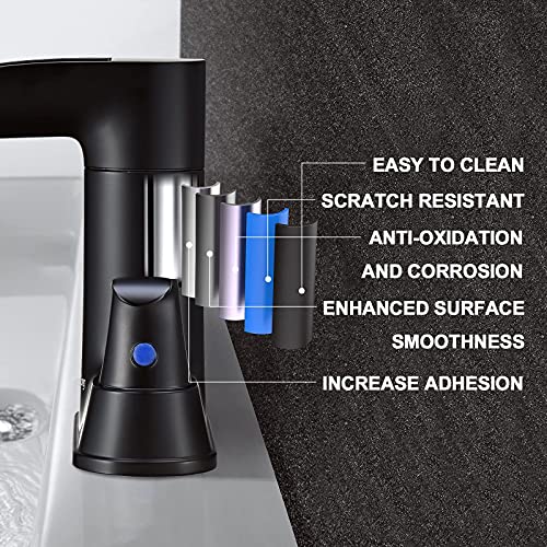 Black Waterfall Spout Bathroom Faucet, WaterSong 2-Handle Bathroom Sink Faucet with Pop Up Drain & Supply Lines, RV Lavatory Vessel Faucet 4 Inch Centerset Waterfall Bathroom Faucet, 2 or 3 Hole