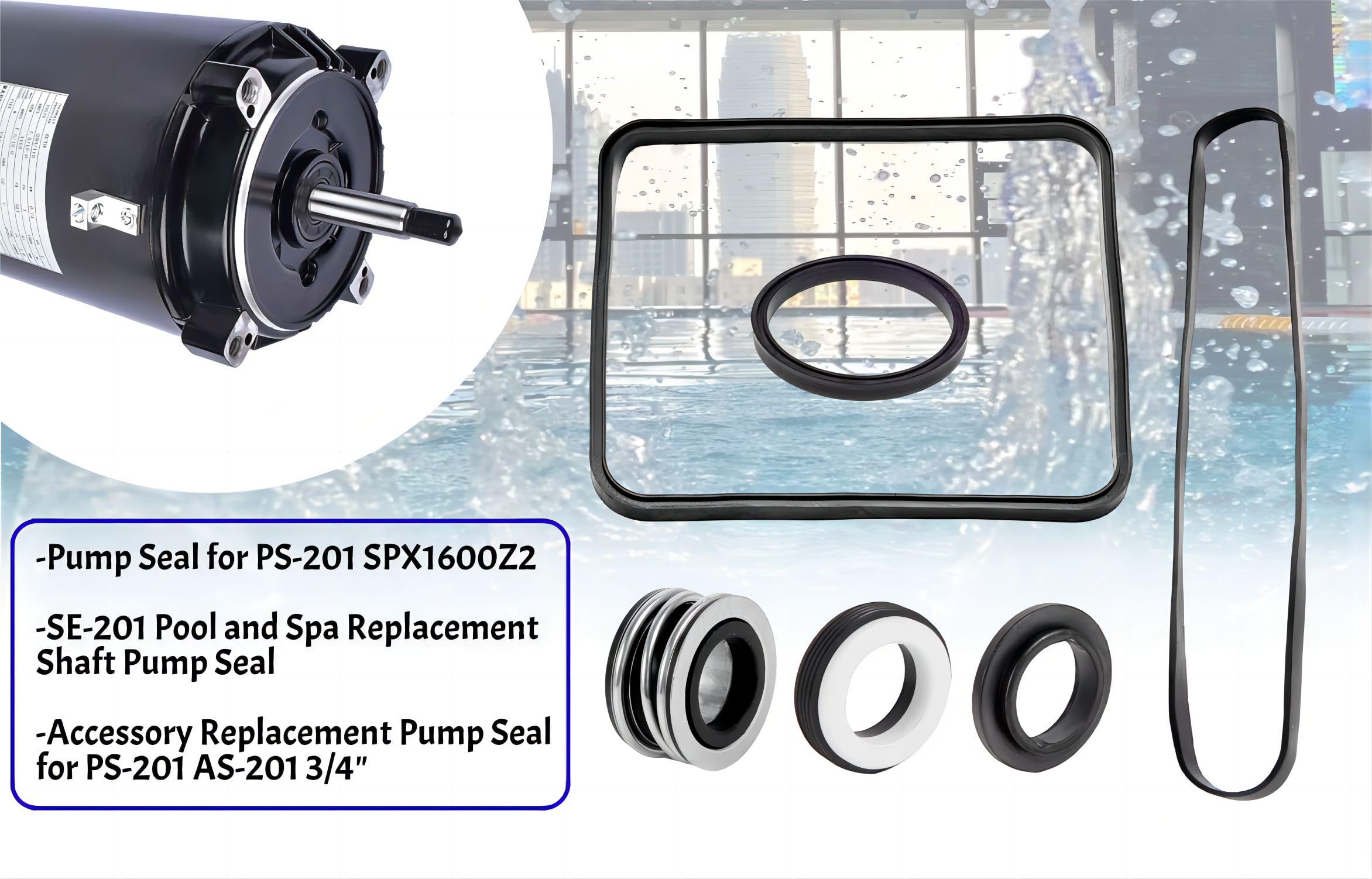 ZFLXH Super Pump Seal Replacement for Hayward Go Kit 3. All 3 Gaskets & Shaft Seal. Fits All SP1600, SP2600 in Regular, X, VSP Models. SPX1600TRA SP1600Z2 PS-201 SPX1600R SPX1600S SPX1600T Pool