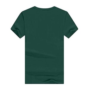 wodceeke Women's Top Round Neck Short Sleeve Plain T-shirt Plus Size Casual Basic Tee (Green, XL)