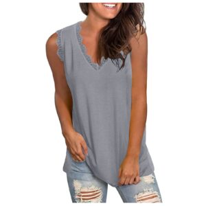 wodceeke womens v neck tank tops sleeveless gradient blouse shirts summer loose henley tops tee (5- gray, s)