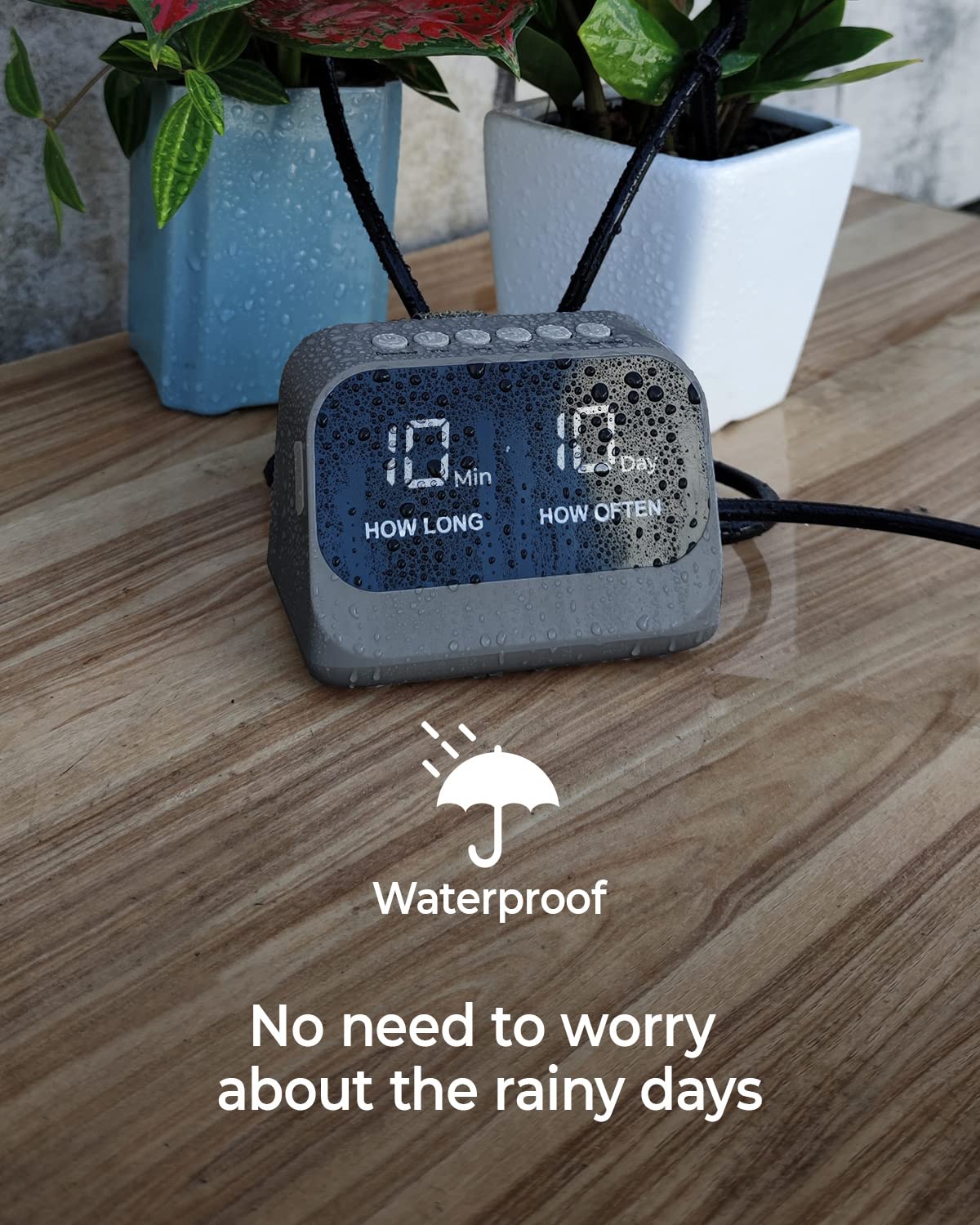 Automatic Watering System for Potted Plants, Plant Waterer with Smart Programmable Timer, Waterproof LED Display & Large Capacity Battery, Precise Distribution of Water, Gray