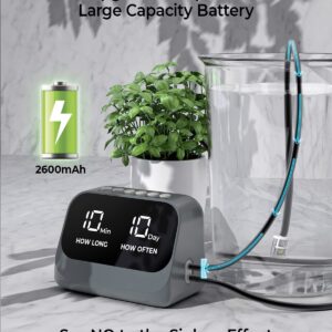 Automatic Watering System for Potted Plants, Plant Waterer with Smart Programmable Timer, Waterproof LED Display & Large Capacity Battery, Precise Distribution of Water, Gray