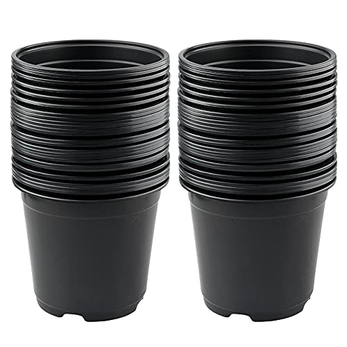 50 Pcs 6" Plastic Plants Nursery Seedlings Pots Flower Plant Container Seed Starting Pots Matte Black