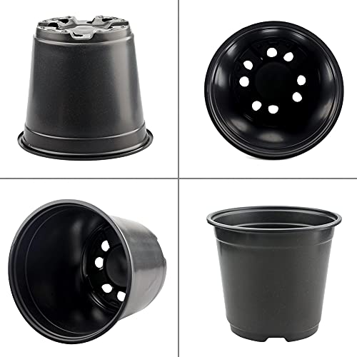 50 Pcs 6" Plastic Plants Nursery Seedlings Pots Flower Plant Container Seed Starting Pots Matte Black