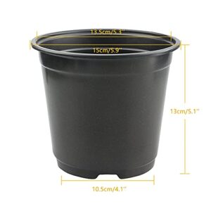 50 Pcs 6" Plastic Plants Nursery Seedlings Pots Flower Plant Container Seed Starting Pots Matte Black