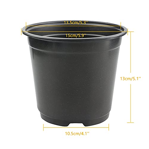 50 Pcs 6" Plastic Plants Nursery Seedlings Pots Flower Plant Container Seed Starting Pots Matte Black