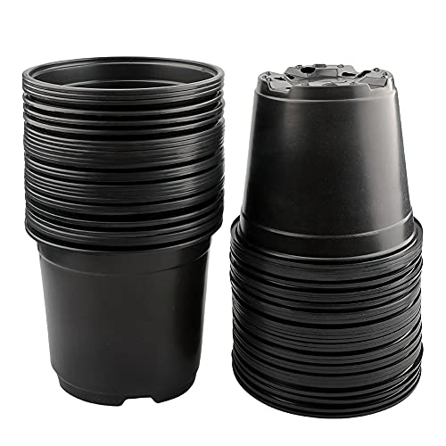 50 Pcs 6" Plastic Plants Nursery Seedlings Pots Flower Plant Container Seed Starting Pots Matte Black