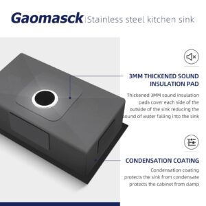 Gaomasck Kitchen Sink,22 In Undermount Kitchen Sinks,16 Gauge Single Bowl Stainless Steel Sink,Handmade for Kitchen Sink,Sink for Kitchen,22 x 16.5 Inch