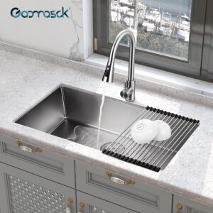 Gaomasck Nano Kitchen Sink,30 Inch Undermount Sink,Single Bowl Kitchen Sink,16 Gauge Stainless Steel Sink,Standard High-end Handmade For Kitchen Sink,2 Item Kitchen Sink Set