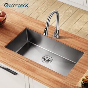 Gaomasck Nano Kitchen Sink,30 Inch Undermount Sink,Single Bowl Kitchen Sink,16 Gauge Stainless Steel Sink,Standard High-end Handmade For Kitchen Sink,2 Item Kitchen Sink Set