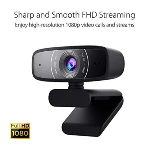 ASUS Webcam C3 1080p HD USB Camera - Beamforming Microphone, Tilt-Adjustable, 360 Degree Rotation, Wide Field of View, Compatible with Skype, Microsoft Teams and Zoom (Renewed)