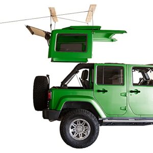 harken - hardtop overhead garage storage hoist for jeep wrangler and ford bronco, safe anti-drop system, easy one-person operation, smart garage organization, (freedom panel storage capacity)