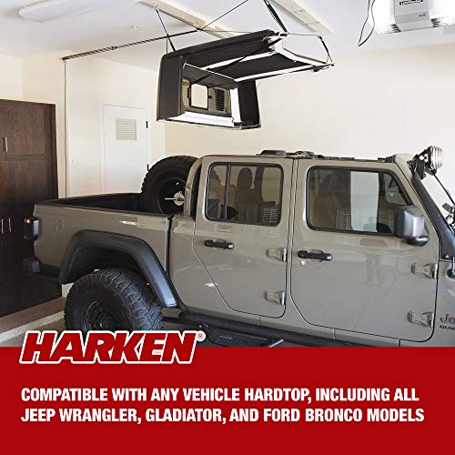 HARKEN - Hardtop Overhead Garage Storage Hoist for Jeep Wrangler and Ford Bronco, Safe Anti-Drop System, Easy One-Person Operation, Smart Garage Organization, (Freedom Panel Storage Capacity)