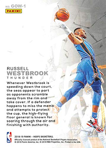 2018-19 NBA Hoops Get Out The Way Holo #1 Russell Westbrook Oklahoma City Thunder Official Panini Basketball Card