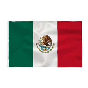 mexico flag 3x5 foot- mexican national flags indoor/outdoor quality polyester with vivid color brass grommets decorations