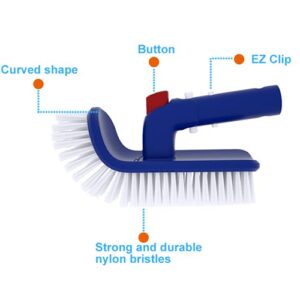 Poolvio Pool Brush with Fine Bristles for Step & Corner, Rotation Hand Scrub Brush, for Cleaning Spa, Bathroom, Floor, Hot Tub, Kitchen, Shower