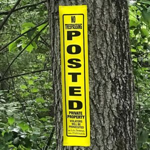 WristCo Posted Sign Yellow Private Property for outdoors - 4" x 20" 100 per Roll weatherproof tear-resistant Tyvek high visibility for warning no trespassing hunting fishing trapping