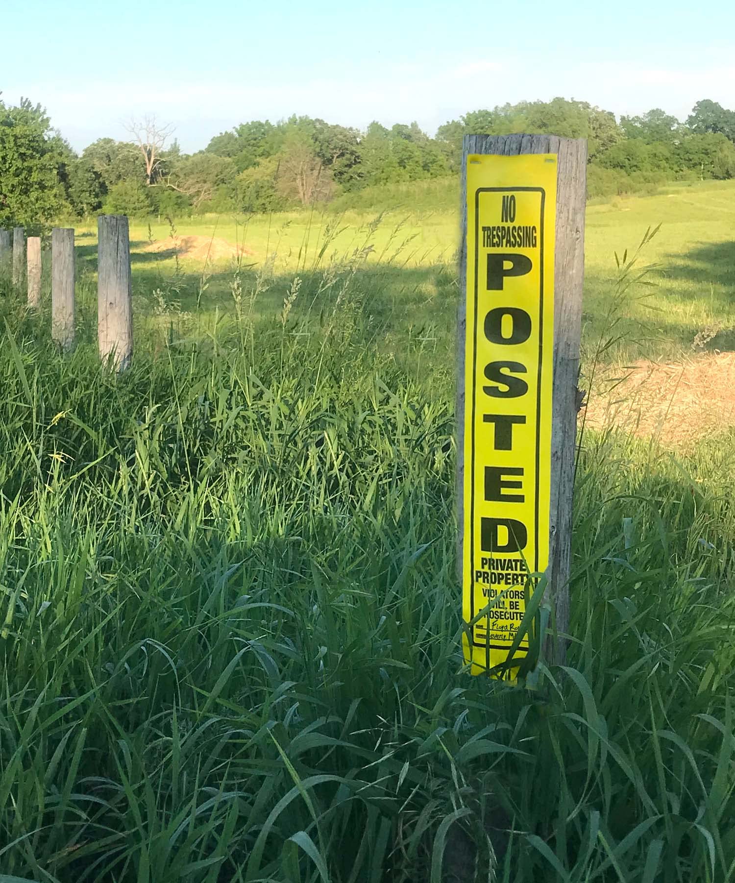 WristCo Posted Sign Yellow Private Property for outdoors - 4" x 20" 100 per Roll weatherproof tear-resistant Tyvek high visibility for warning no trespassing hunting fishing trapping