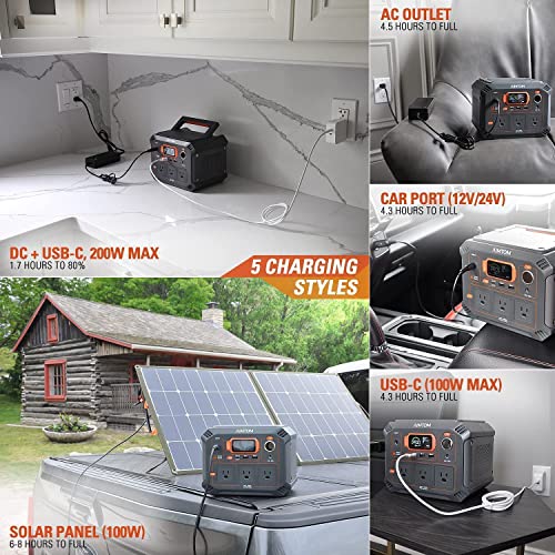 AIMTOM Rebel 440 Solar Generator SolarPal 100W Foldable Monocrystalline ETFE Solar Panel Combo, 440W Power Station Lithium Battery Pack with 110V AC USB USB-C 12V DC for Camping Outdoor Home Emergency