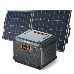 aimtom rebel 440 solar generator solarpal 100w foldable monocrystalline etfe solar panel combo, 440w power station lithium battery pack with 110v ac usb usb-c 12v dc for camping outdoor home emergency