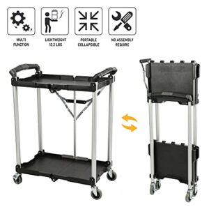 Olympia Tools 89-356 Pack-N-Roll Folding Collapsible Service Cart, Black, 50 Lb. Load Capacity per Shelf, 2-Layers