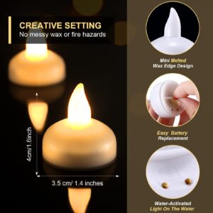 Honoson 36 Pieces Valentine's Day Flameless Floating Candles Waterproof LED Tea Lights Warm White Battery Flickering Water Activated Floating Candles for Wedding Party Pool Decorations(Yellow Light)