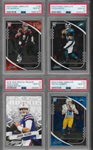 psa 10 josh allen jalen hurts joe burrow justin herbert 4 card rookie lot leaf & panini graded psa 10 nfl young superstar quarterbacks