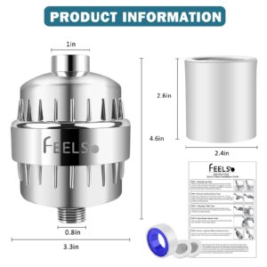 FEELSO 18 Stage Shower Filter, Upgraded High Output Universal Shower Head Water Softener Filter for Hard Water Remove Chlorine Fluoride Heavy Metals Sediments Impurities