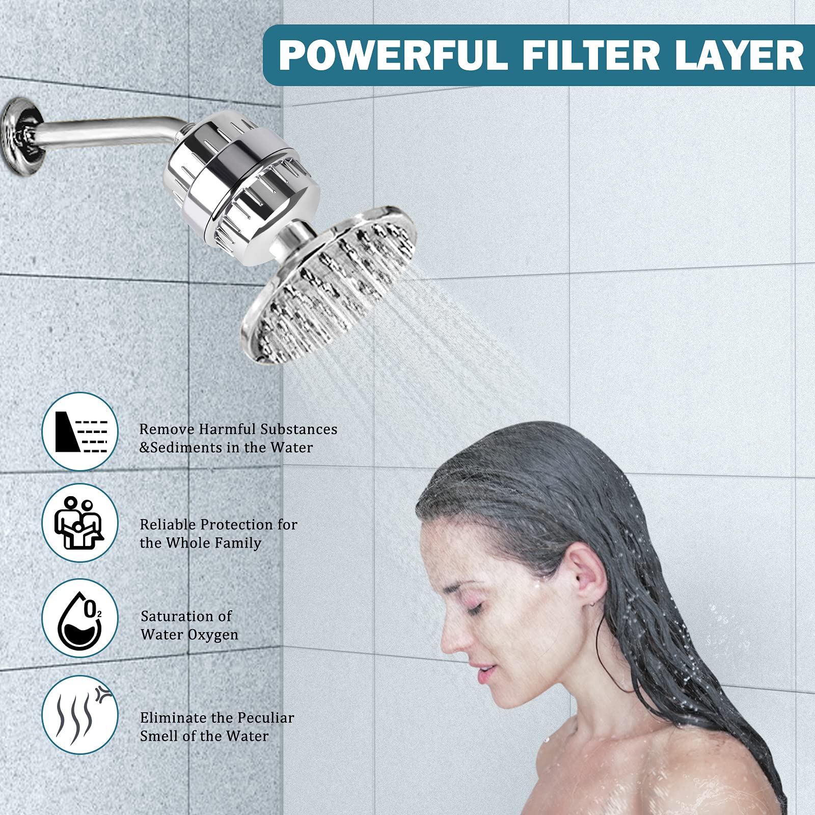 FEELSO 18 Stage Shower Filter, Upgraded High Output Universal Shower Head Water Softener Filter for Hard Water Remove Chlorine Fluoride Heavy Metals Sediments Impurities