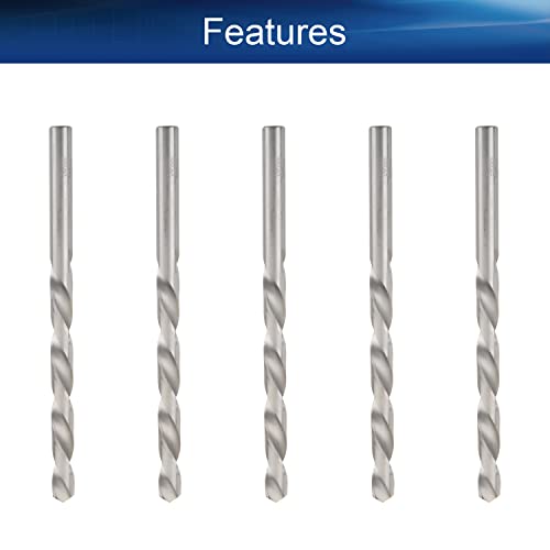 Auniwaig 6.8mm Twist Drill Bit HSS-4241 Straight Shank Drilling Twist Drill Bit for Metal, Wood, Steel, Aluminum Alloy, Manual Work DIY Silver 5Pcs