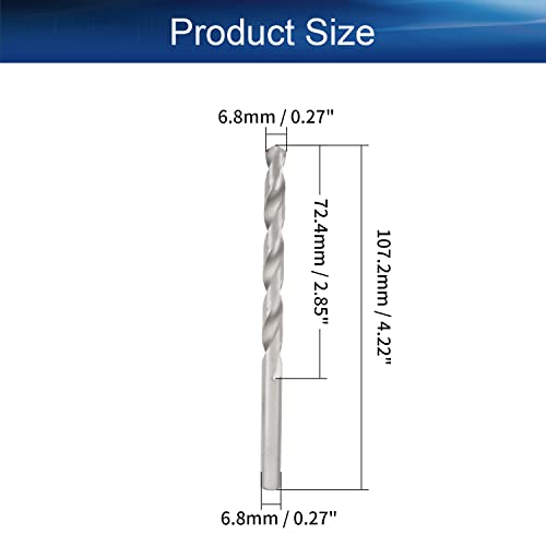 Auniwaig 6.8mm Twist Drill Bit HSS-4241 Straight Shank Drilling Twist Drill Bit for Metal, Wood, Steel, Aluminum Alloy, Manual Work DIY Silver 5Pcs