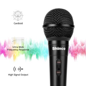 Shinco Handheld Wired Microphone, Cardioid Dynamic Vocal Mic with 13ft Cable and ON/Off Switch, Ideally Suited for Speakers, Karaoke Singing Machine, Amp, Mixer