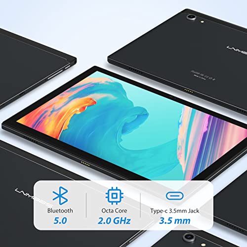 Tablet with Keyboard, 10.1" Octa-Core, Android 10 Tablet Google GMS Certified,4GB RAM, 128GB Storage, 1920x1200 FHD Display, 60Hz Screen Rate, 13MP Rear Camera,5G WiFi, Bluetooth5.0, LMNBBS， Black