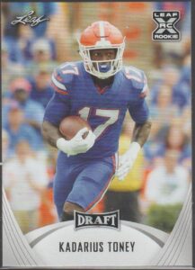 2021 leaf draft football #36 kadarius toney florida gators xrc rookie trading card single from box set raw condition (near mint or better)