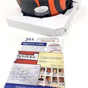 Tee Higgins Cincinnati Bengals Signed Autograph Eclipse Rare Speed Mini Helmet JSA Certified