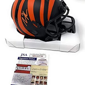 Tee Higgins Cincinnati Bengals Signed Autograph Eclipse Rare Speed Mini Helmet JSA Certified