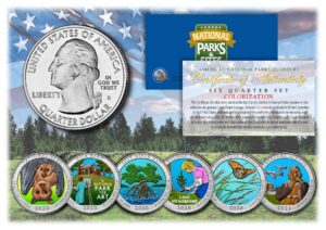 merrick mint 2020 2021 america the beautiful colorized parks quarters 6-coin set with capsules and certificate