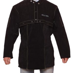 ANTAITHER Split Cowhide Leather Welding Cape Sleeve with Removable 20" Apron - Black, Heat and Flame Resistant (M)