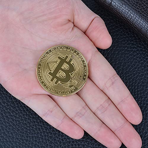 10 Pcs Bitcoin Coin Souvenir with Coin Case, Physical Bitcoin Collection, Gold Plated Bitcoin for Commemoration, Crypto Currency Coin BTC for Gift, Gold Bitcoin Tokens