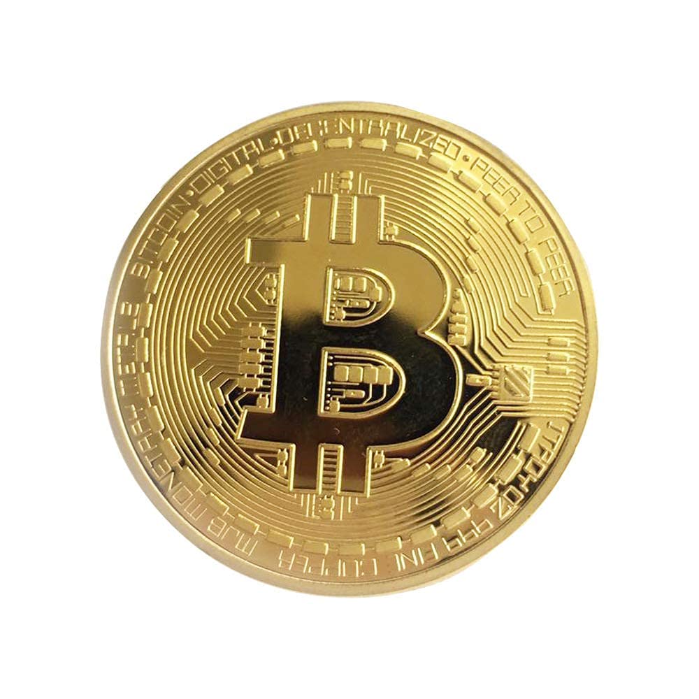 10 Pcs Bitcoin Coin Souvenir with Coin Case, Physical Bitcoin Collection, Gold Plated Bitcoin for Commemoration, Crypto Currency Coin BTC for Gift, Gold Bitcoin Tokens