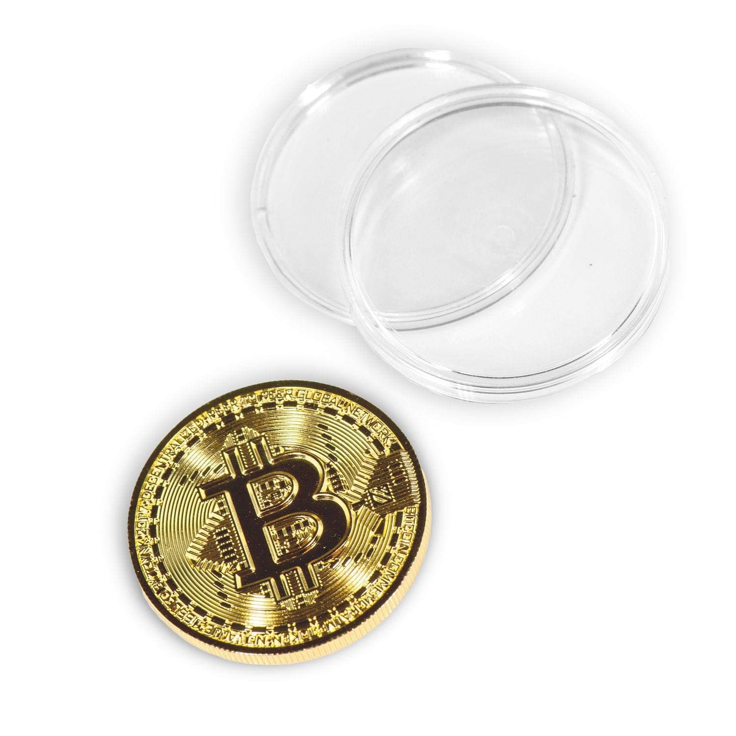 10 Pcs Bitcoin Coin Souvenir with Coin Case, Physical Bitcoin Collection, Gold Plated Bitcoin for Commemoration, Crypto Currency Coin BTC for Gift, Gold Bitcoin Tokens