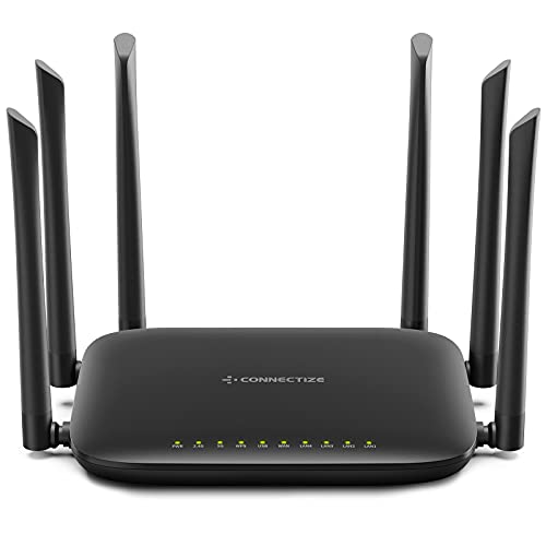 Gigabit WiFi Router, AC2100 Dual Band High Speed Wireless Router, 6 Antennas, MU-MIMO for Superb 2300 Sq.Ft Coverage & 30+ Devices, Easy Setup, Parental Control(Model: Connectize G6), Black