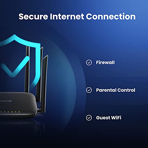 Gigabit WiFi Router, AC2100 Dual Band High Speed Wireless Router, 6 Antennas, MU-MIMO for Superb 2300 Sq.Ft Coverage & 30+ Devices, Easy Setup, Parental Control(Model: Connectize G6), Black