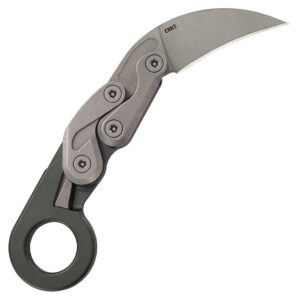 crkt provoke compact: kinematic edc folding pocket knife, morphing karambit, d2 plain edge blade, aluminum, pocket clip, 4045