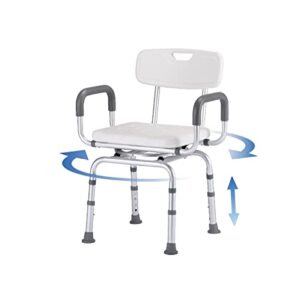 ideaeuropa premium bathroom swivel shower chair pivoting bath bench with back - heavy duty 360 degree swivel seat